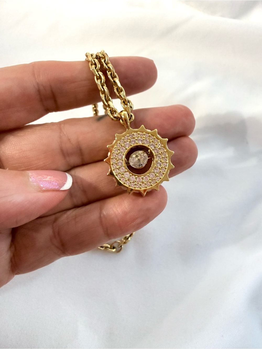 Swarovski Rota Pendant, Mixed Round Cuts, White, Gold-Tone Plated